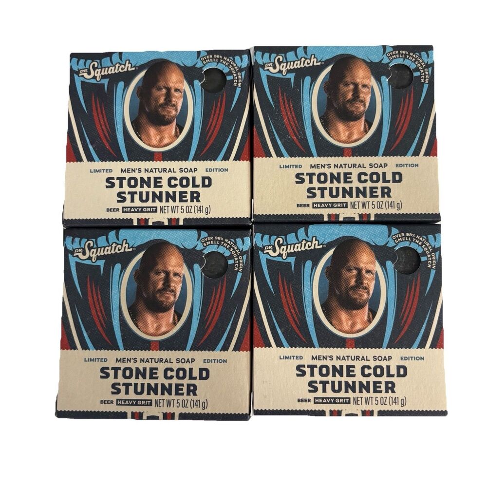 4 Bars Dr. Squatch Men's Natural Soap Steve Austin Stone Cold Stunner 5 oz NEW